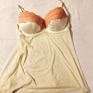 XL cream and pink lingerie top